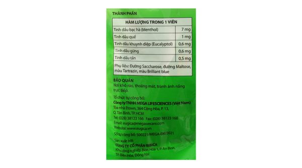 Kẹo ngậm thảo dược Eugica Candy giảm ho, đau họng gói 15 viên