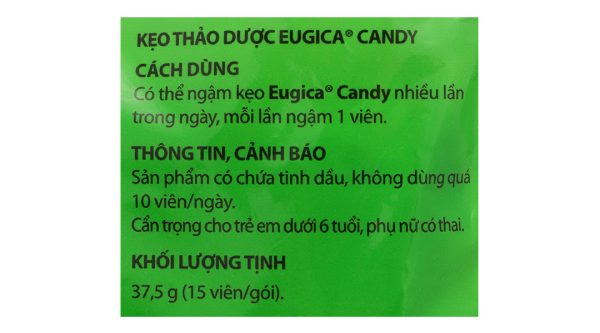 Kẹo ngậm thảo dược Eugica Candy giảm ho, đau họng gói 15 viên