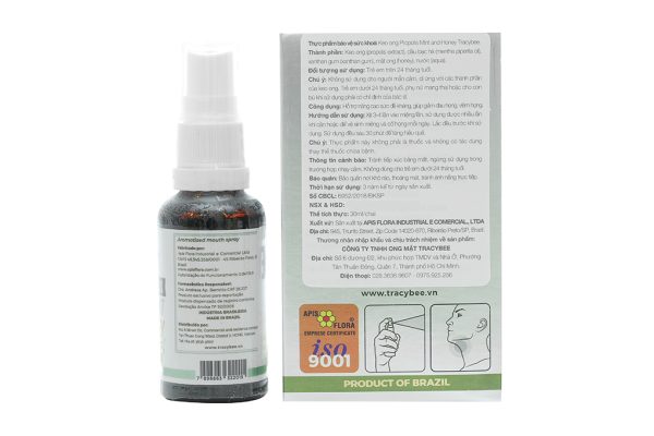 Xịt họng keo ong Propolis Mint and Honey Tracybee giảm viêm, đau họng chai 30ml