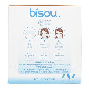 Khẩu trang y tế Bísou 4 lớp màu xanh hộp 50 cái