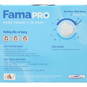 Khẩu trang y tế Famapro VN95 4 lớp màu trắng hộp 10 cái
