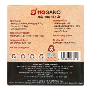 Khẩu trang y tế HQGano 4 lớp màu trắng hộp 30 cái