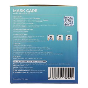 Khẩu trang y tế Mask Care 4 lớp màu xanh hộp 50 cái