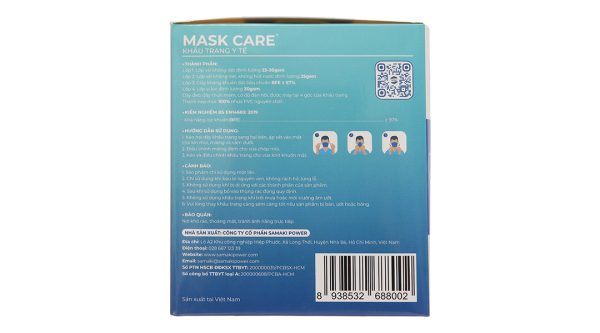 Khẩu trang y tế Mask Care 4 lớp màu xanh hộp 50 cái