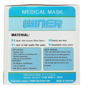 Khẩu trang y tế Winer 3 lớp màu xanh hộp 50 cái