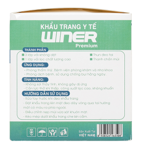 Khẩu trang y tế Winer 4 lớp màu trắng hộp 50 cái