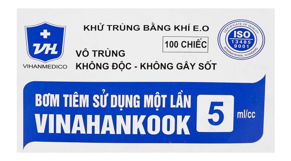 Bơm kim tiêm Vinahankook (5ml/cc) hộp 100 cái