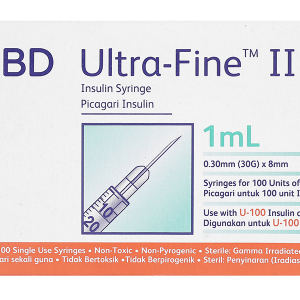 Bơm kim tiêm Insulin BD Ultra-Fine II 30G x 8mm (1ml/100U) hộp 100 cái