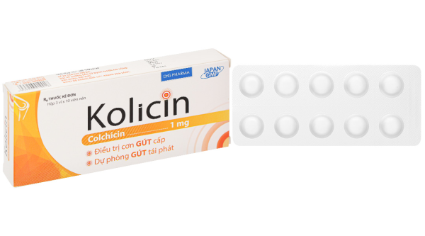 Kolicin 1mg phòng và trị gout (3 vỉ x 10 viên)