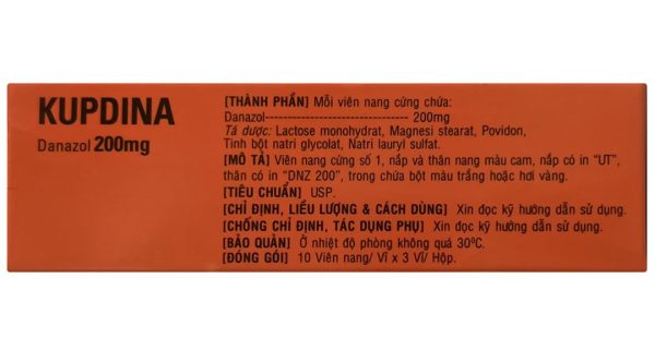 Kupdina 200mg trị lạc nội mạc tử cung (3 vỉ x 10 viên)