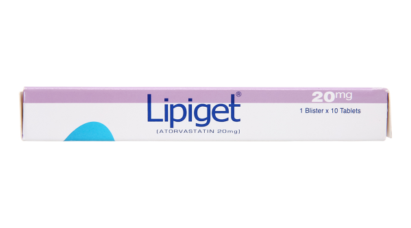 Lipiget 20mg giúp làm giảm cholesterol toàn phần (1 vỉ x 10 viên)
