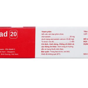 Lipistad 20 trị rối loạn mỡ máu (3 vỉ x 10 viên)