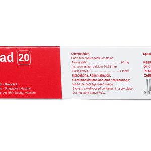 Lipistad 20 trị rối loạn mỡ máu (3 vỉ x 10 viên)