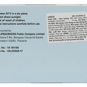 Loreze Clearcap 10mg trị triệu chứng viêm mũi dị ứng, mày đay (5 vỉ x 10 viên)