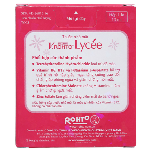 Dung dịch nhỏ mắt V.Rohto Lycée trị đỏ mắt, ngứa mắt, mỏi mắt lọ 13ml