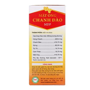 Siro Mật Ong Chanh Đào MDP hỗ trợ giảm ho, bổ phổi chai 120ml