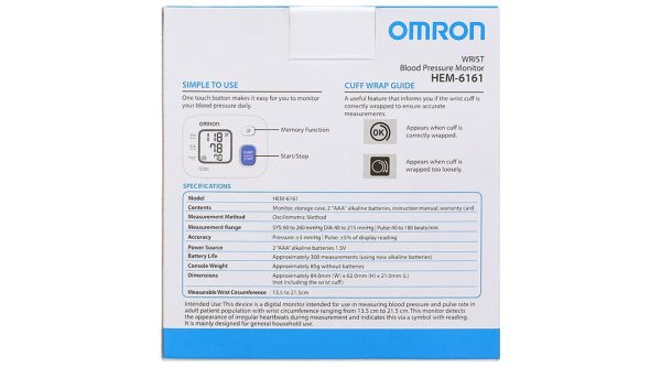 Máy đo huyết áp cổ tay tự động Omron Hem-6161