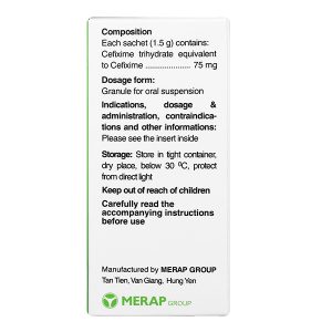 Cốm pha hỗn dịch uống Mecefix-B.E 75mg trị nhiễm khuẩn (20 gói x 1,5g)