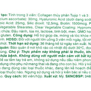 Hotchland Mega Beauty Collagen làm đẹp da, tóc, móng lọ 90 viên