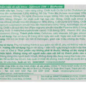 Hotchland Optimum Dim + BioPerine cân bằng nội tiết tố nữ hộp 30 viên
