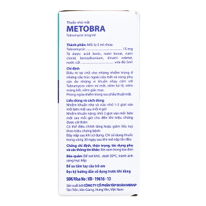 Dung dịch nhỏ mắt Metobra 3mg/ml trị tại chỗ nhiễm trùng ở mắt lọ 5ml