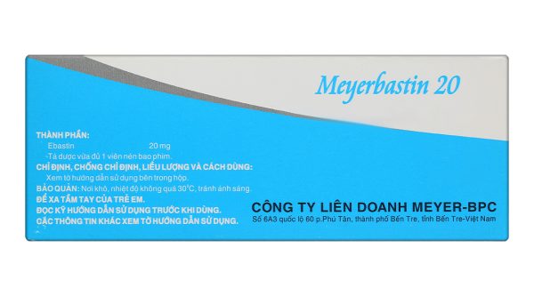 Meyerbastin 20 trị viêm mũi dị ứng, nổi mày đay (10 vỉ x 10 viên)