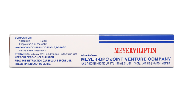 Meyerviliptin 50mg trị đái tháo đường tuýp 2 (3 vỉ x 10 viên)