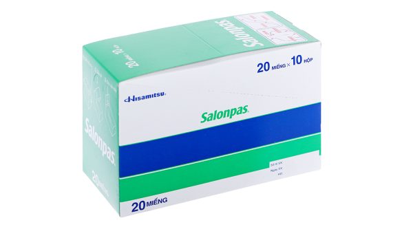 Cao dán Salonpas (6,5cm x 4,2cm) giảm đau, kháng viêm cơ xương (10 hộp x 20 miếng)