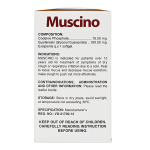 Muscino trị triệu chứng ho khan, ho do kích ứng (10 vỉ x 10 viên)