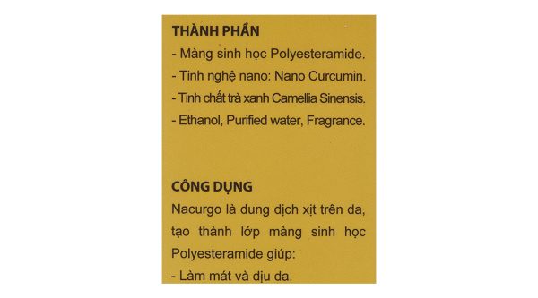 Dung dịch xịt Nacurgo bảo vệ, tái tạo da, ngừa vi khuẩn chai 30ml