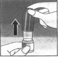 Hình 1. Lắc nhẹ chai thuốc và tháo nắp chống bụi ra