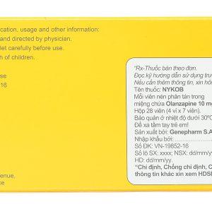 Nykob 10mg trị tâm thần phân liệt, rối loạn lưỡng cực (4 vỉ x 7 viên)