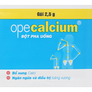 Thuốc bột Opecalcium bổ sung Calci và vitamin D3, ngừa loãng xương (20 gói x 2.5g)