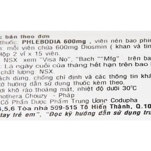 Phlebodia 600mg trị trĩ, suy giãn tĩnh mạch (2 vỉ x 15 viên)