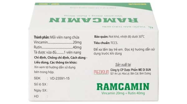 Ramcamin hỗ trợ điều trị tuần hoàn não, suy giảm trí nhớ (6 vỉ x 10 viên)