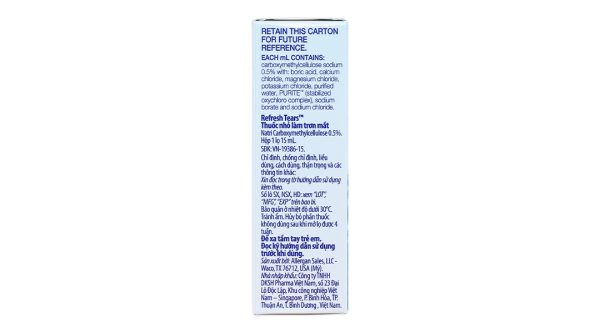 Dung dịch nhỏ mắt Refresh Tears 0.5% giảm kích ứng mắt, khô mắt lọ 15ml