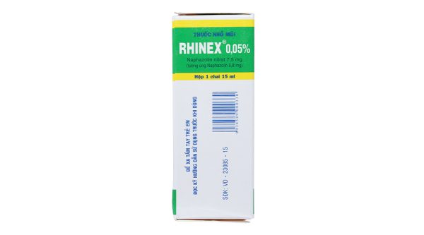 Thuốc nhỏ mũi Rhinex 0.05% giảm triệu chứng, sung huyết trong viêm mũi chai 15ml