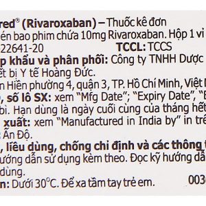 Rivaxored 10mg phòng ngừa thuyên tắc huyết khối tĩnh mạch (1 vỉ x 10 viên)