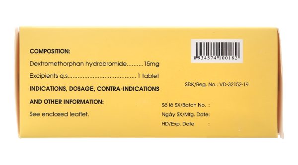 Rodilar 15mg trị ho khan, ho do kích ứng (10 vỉ x 10 viên)