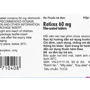 Roticox 60mg giảm các triệu chứng của viêm xương khớp (3 vỉ x 10 viên)