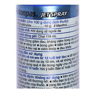 Xịt giảm đau Salonpas Jet Spray giảm đau, kháng viêm cơ khớp chai 118ml