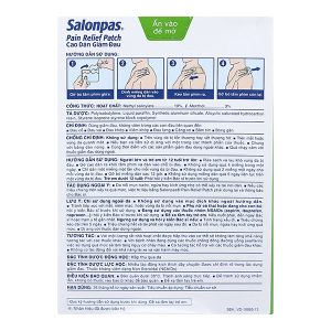 Cao dán Salonpas Pain Relief Patch (7cm x 10cm) giảm đau, kháng viêm cơ khớp hộp 5 miếng