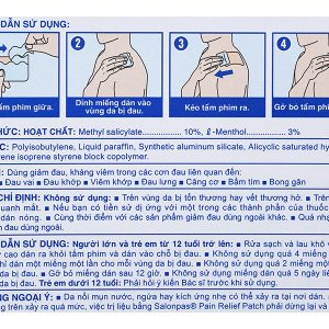 Cao dán Salonpas Pain Relief Patch (7cm x 10cm) giảm đau, kháng viêm cơ khớp hộp 5 miếng
