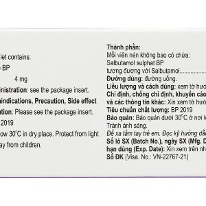 Salzol 4mg trị các chứng hen suyễn, khó thở liên tục (10 vỉ x 10 viên)