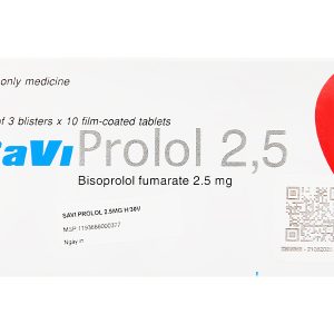 SaviProlol 2.5mg trị tăng huyết áp, đau thắt ngực (3 vỉ x 10 viên)
