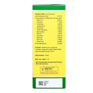 Siro Bổ Phế Nam Hà Chỉ Khái Lộ KĐ trị ho, viêm phế quản chai 125ml