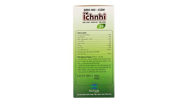 Siro ho cảm Ích Nhi 3+ hỗ trợ giảm ho, tăng đề kháng chai 90ml