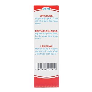 Siro Ho Người lớn hỗ trợ giảm ho, đau rát họng chai 90ml