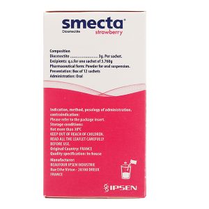 Thuốc bột pha hỗn dịch uống Smecta hương dâu 3g trị tiêu chảy cấp (12 gói x 3.76g)