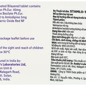 Stamlo-T 40/5mg điều trị tăng huyết áp vô căn (4 vỉ x 7 viên)